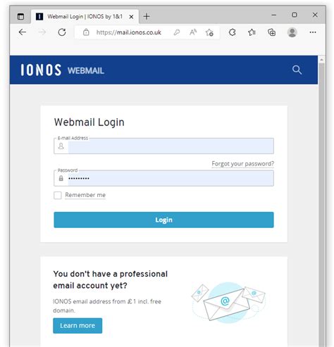 ionos webmail login